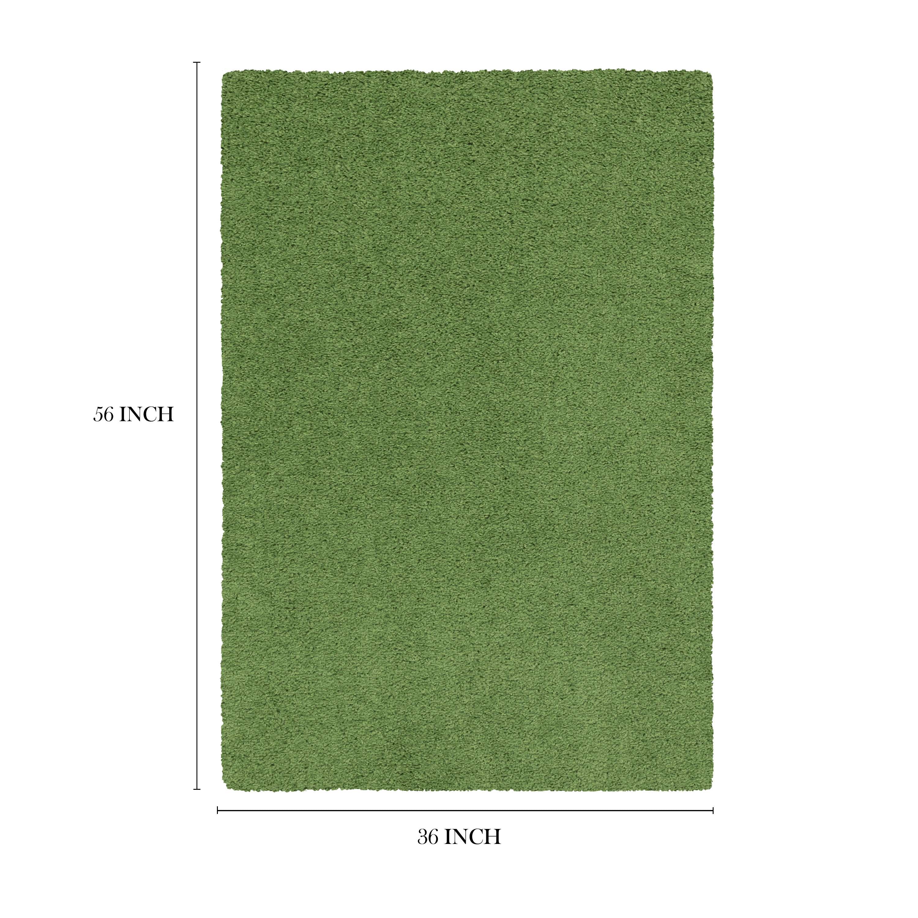 Mainstays Traditional Solid Green Shag Indoor Room Rug, 3' x 4'8"