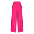 thumbnail image 5 of WIZUTIZ Wide Leg Trousers Women Plus Size Thin Trendy Loose Wide Leg Slacks Pants Elastic Stretch High Rise Full Length Beach Pants Solid Button Flared Sweatpants for Lady Fitness Anniversary Pink, 5 of 6