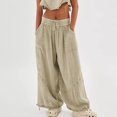 thumbnail image 3 of ZOELNIC Women's Wide Leg Baggy Pants Casual Drawstring Elastic Waist Lounge Pants with Pockets, 3XL, 3 of 6