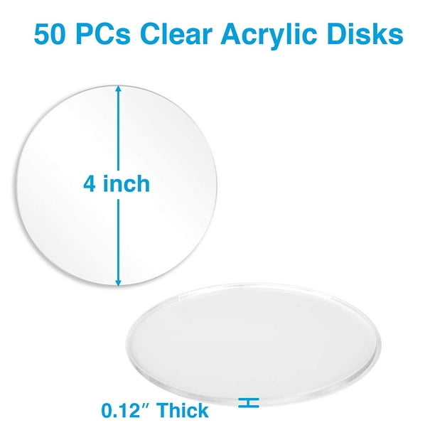 Disques ronds en acrylique transparent de 2 pouces, pour projets