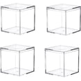 thumbnail image 1 of Clear Acrylic Square Cube Candy Gift Box - Set of 4 Small Plastic Treat Boxes, 1 of 4