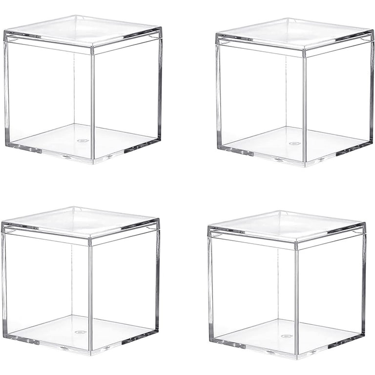 Dayaanee Clear Acrylic Box with LId 4 Pack Small Acrylic Box with Lid  Plastic Square Cube Small Container, 2.5x2.5x2.5 Inches Storage Boxes  Organizer