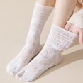 thumbnail image 4 of Jiibva Flip Flop Socks 1 Pairs Lace Toe Socks Women Tabi Geta Socks Hollow Out Mesh High Tube Cotton Socks With Separate Fingers, 4 of 7