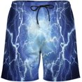 thumbnail image 4 of Sunyuer Men's Swim Trunks with Compression Liner 2-in-1 Drawstring Swimming Shorts Quick Dry Beach Board Shorts with Pockets, Flash Lightning Thunderstorm, L, 4 of 8