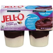 Jell-O Sugar-Free Boston Cream Pie Pudding Snack, 3.625 Oz., 4 Count