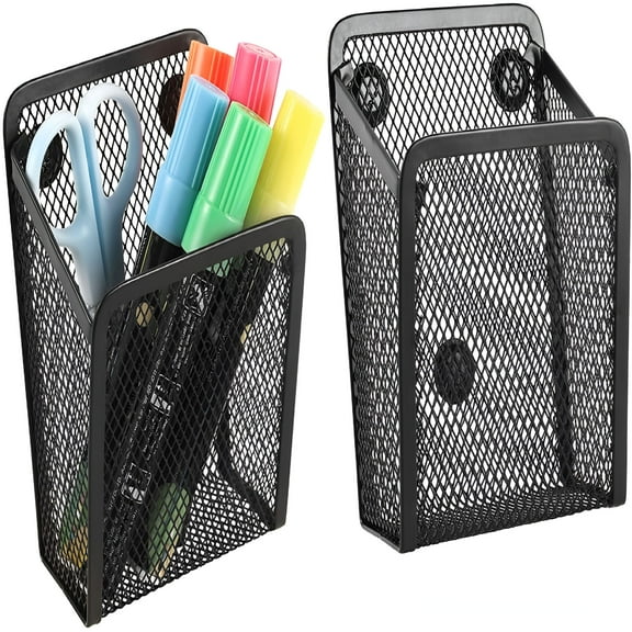 ACDANC Magnetic Pencil Holder - 2 Compartments Mesh Marker Holder for Whiteboard,Refrigerator,and Locker Accessories (1 Pack)