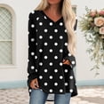 thumbnail image 2 of Hauts à Manches Longues pour Femmes à Pois 2026 Mode Col en V Confortable Coupe Décontractée T-Shirt, 2 of 2