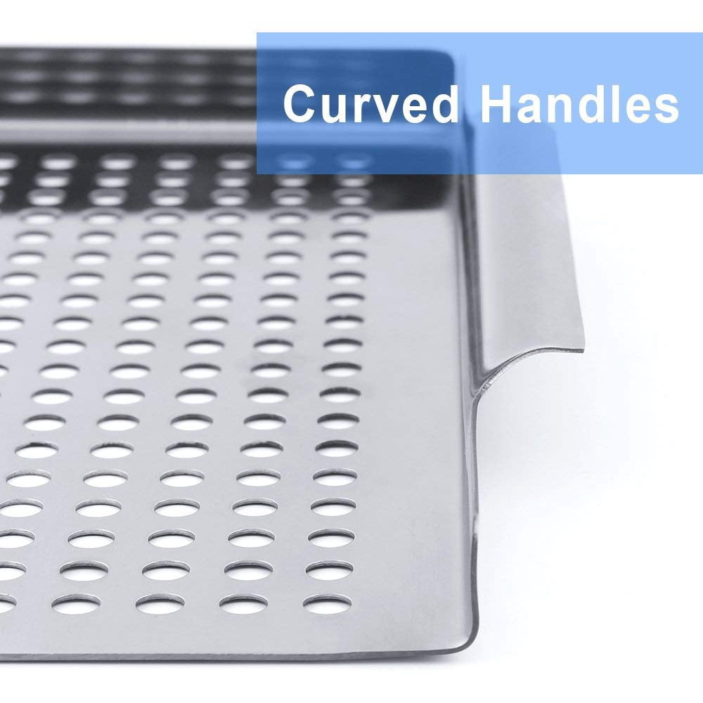 LIANTRAL LAITRAL Grid Grilling Pan- (Size 11.8? x 15.7?) Excellent for Outdoor BBQ, Baking, Grilling Meat, Fish- Silver Color (NX-PL02-11)