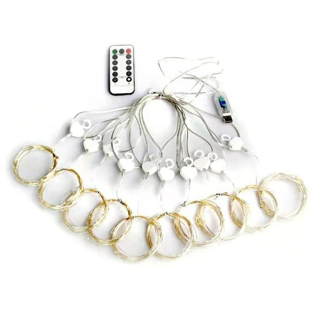 Luces de cortina Hermosas luces de colores Luces de hadas LED flexibles con control remoto para decoración de ventanas, fiestas, lámpara de cortina de alambre de cobre