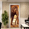thumbnail image 3 of Elefante Paseo Al Aire Libre 77x200cm Etiqueta De La Puerta 3D Bodega Foto Mural Trompe l'oeil Calcomanías De Pared PVC Papel Pintado Impermeable Para Dormitorio Baño Cocina Decoración Pegatinas De Pu, 3 of 5