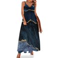 thumbnail image 1 of Vestido sin mangas con diseño de geoda moderna de oro azul abstracto, elegante y chic, conjunto elegante para mujer, 1 of 7