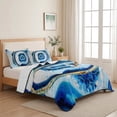 thumbnail image 5 of Twin Quilt Set 68''x86'', Blue Abstract Marble Lightweight Summer Bedspread Coverlet Set with 2 Pillow Shams, Modern Abstract Art Breathable All Season Quilt Bedding for Dorm/Bedroom, 5 of 9