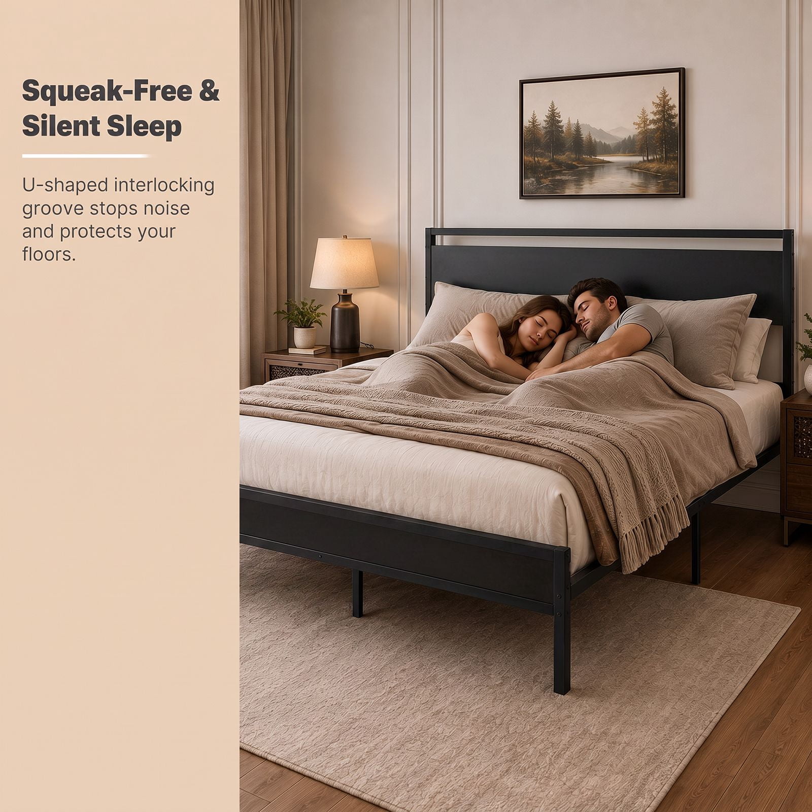 Alvantor Metal Platform Bed Frame, Mattress Foundation with Headboard and and Footboard, No Box Spring Needed Support, Noise Free, Easy Assembly