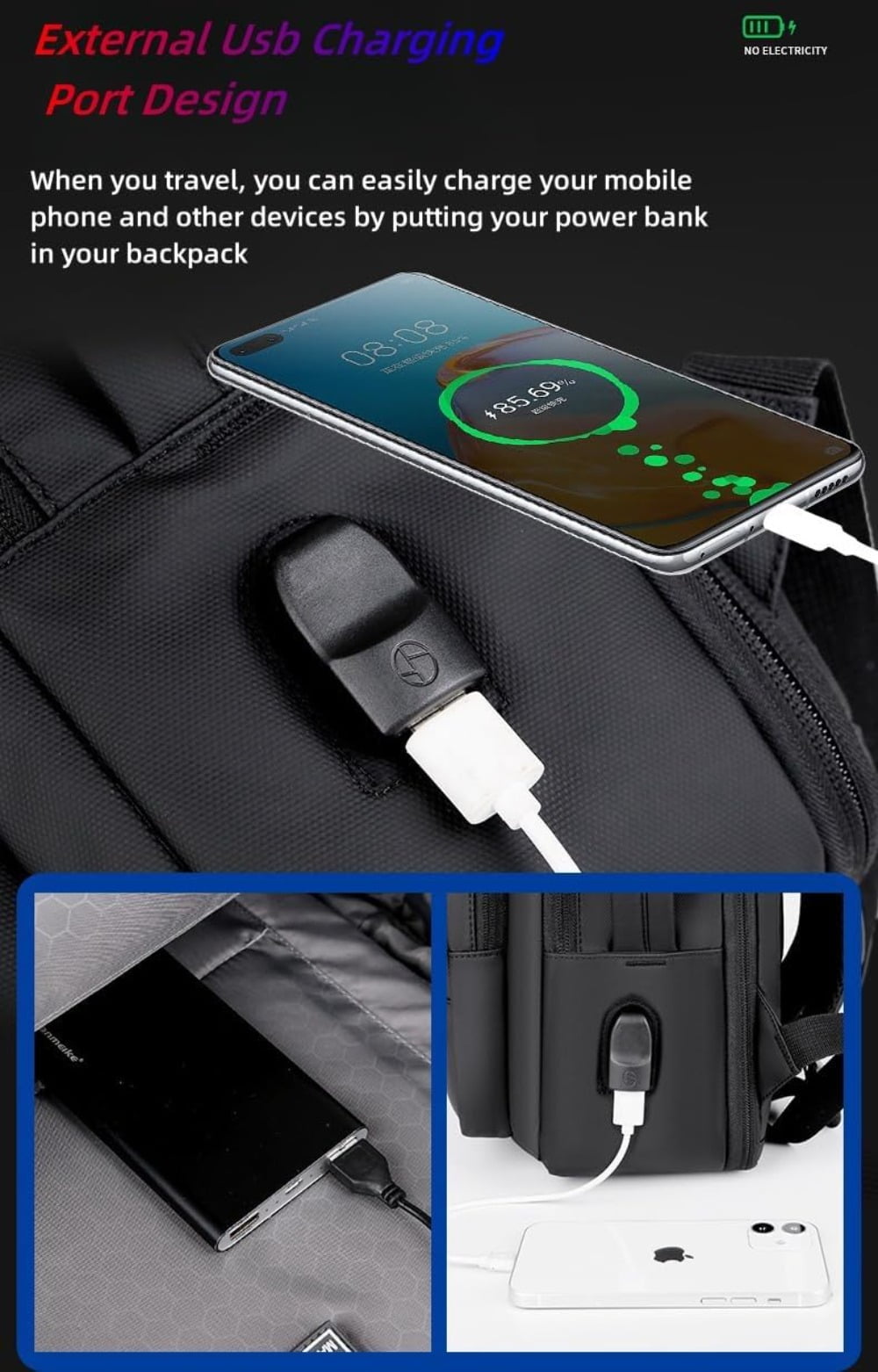 AIGIA 15.6 Inch Business Laptop Backpack Anti Theft Laptops Backpack with USB Charging Port Water Resistant Travel Backpack Computer Bag Gifts for Men