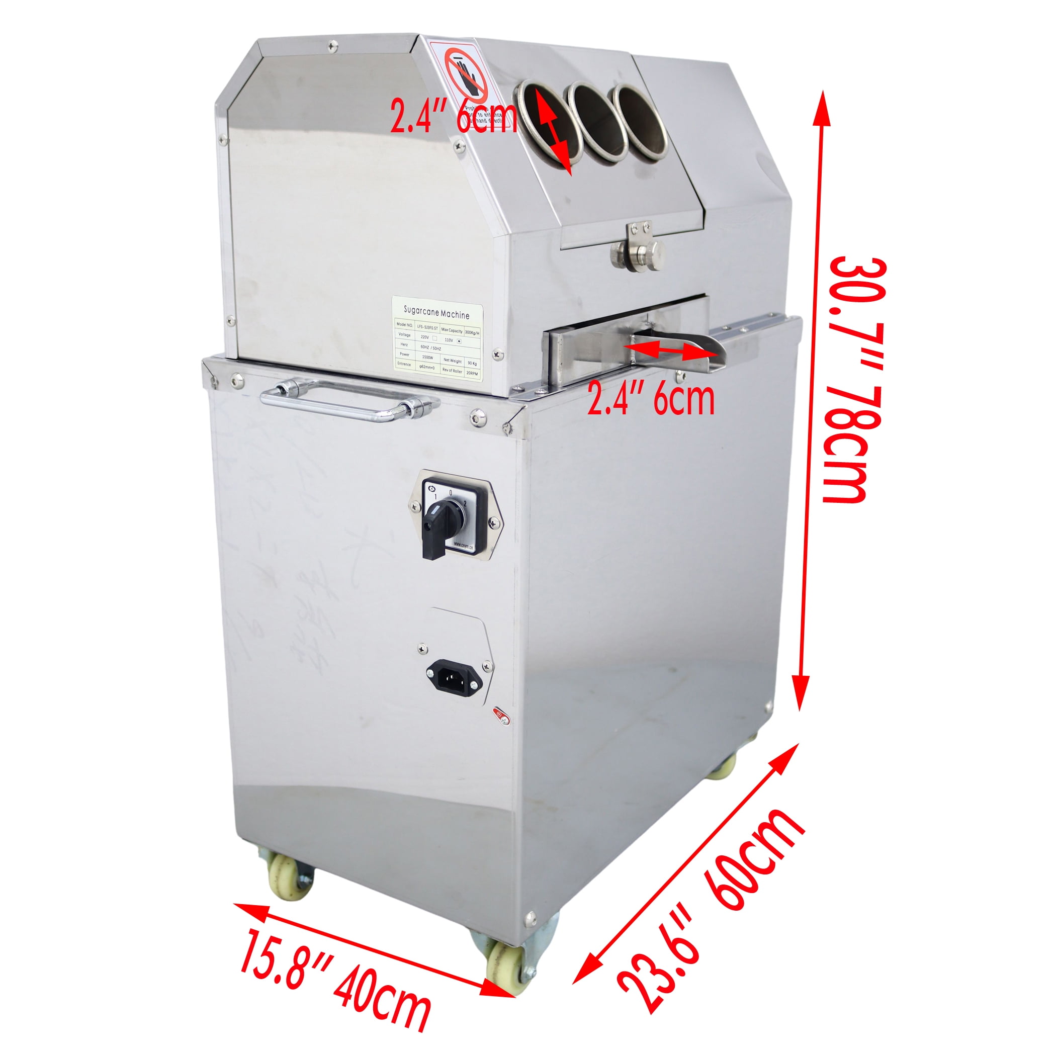 3 Rollers Sugarcane Ginger Press Juicer Electric Commercial 110V 1500W