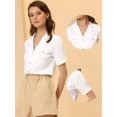 thumbnail image 2 of Blusa elegante de gasa de verano con cuello en V y manga corta para mujer blanco XL, 2 of 6