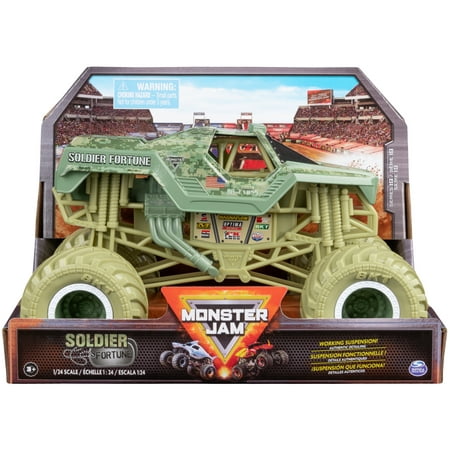 Monster Jam, Official Soldier Fortune Monster Truck, Collector Die-Cast Vehicle, 1:24 Scale, Kids Toys for Boys and Girls Ages 3 and up
