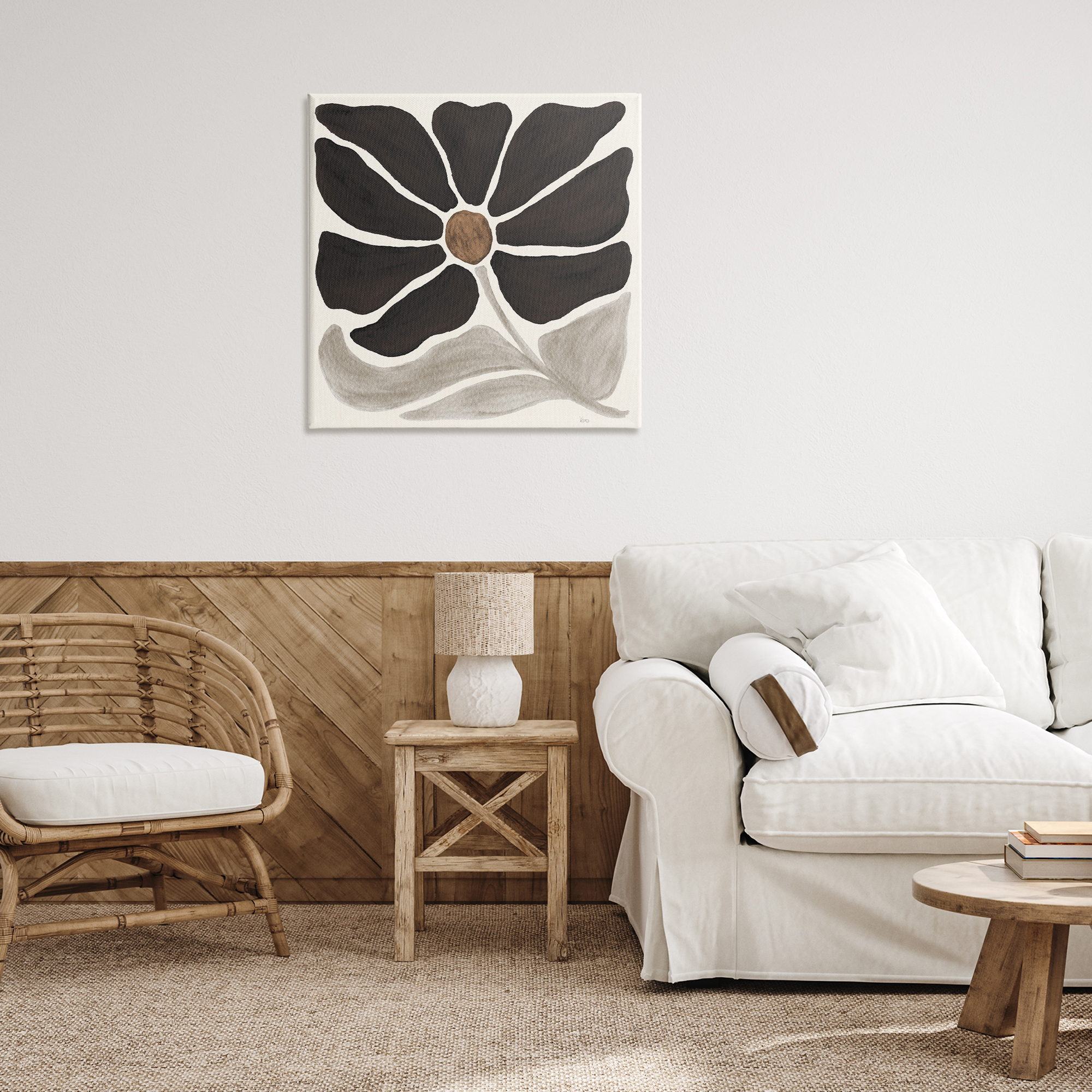 Stupell Industries Modern Neutral Flower Botanical & Floral Painting Gallery Wrapped Canvas Art Print Wall Art, 30 x 30
