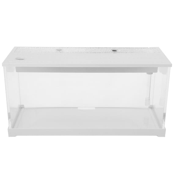 ETEREAUTY Compact White Acrylic Desktop Aquarium with Built in Filtration and LED Light