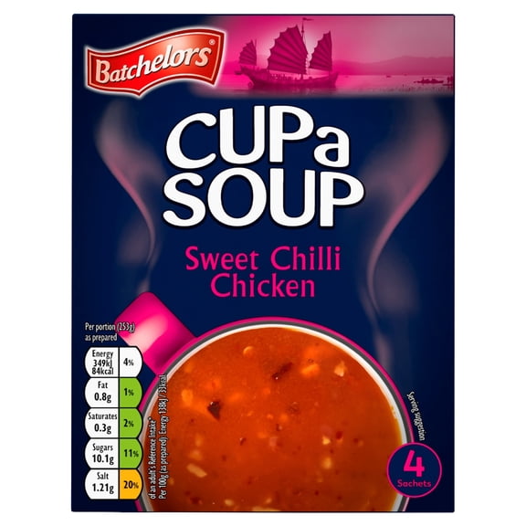 Batchelors Cup a Soup Sweet Chilli Chicken 4 pack 92g, Imported from Britain