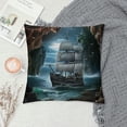 thumbnail image 2 of BCIIG Pirate Ship Cave Lantern Graphic Decorative Cushion Cover for Home Sofa Bed, Short Plush Material, Pack of 1, Home Furnishing 24x24in, 2 of 5