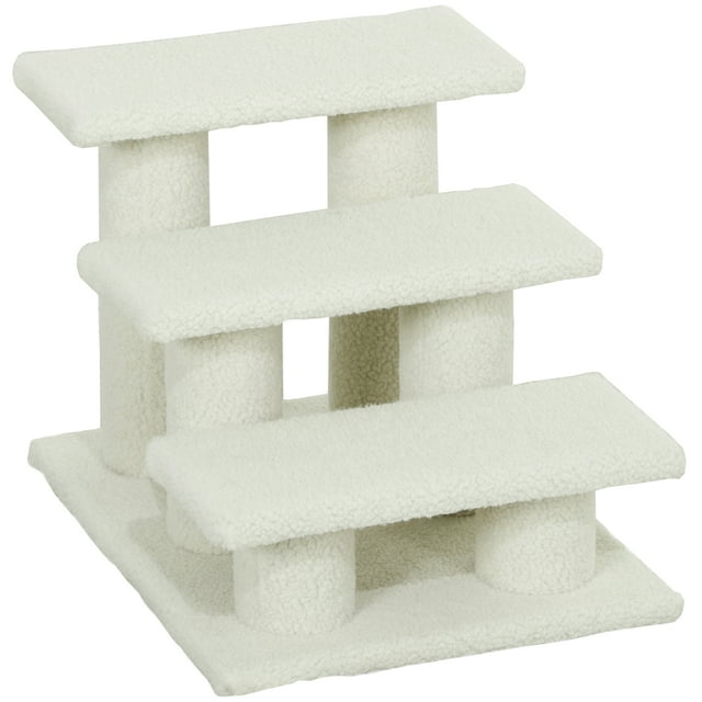 PawHut 18" 3 Tier Pet Stairs Dog Cat Step Scratch Post Furniture, Beige