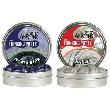 Crazy Aaron Thinking Putty Cosmic North Star & Glow Jingle 3.2 Oz 4" Tin 2 Pack