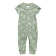 thumbnail image 1 of Owlivia Organic Cotton Baby Boy Girl Zip up Sleep N Play, Footless, Long/Short Sleeve(3-6Months,Feather Green), 1 of 4