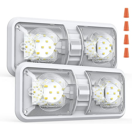 RV Lights Interior, LED RV Ceiling Double Dome Light,12 Volt Led Lights, Camper Lights, RV Ceiling Dome Light with Switch for RV/Camper/Trailer/Boat/Car (Natural White)