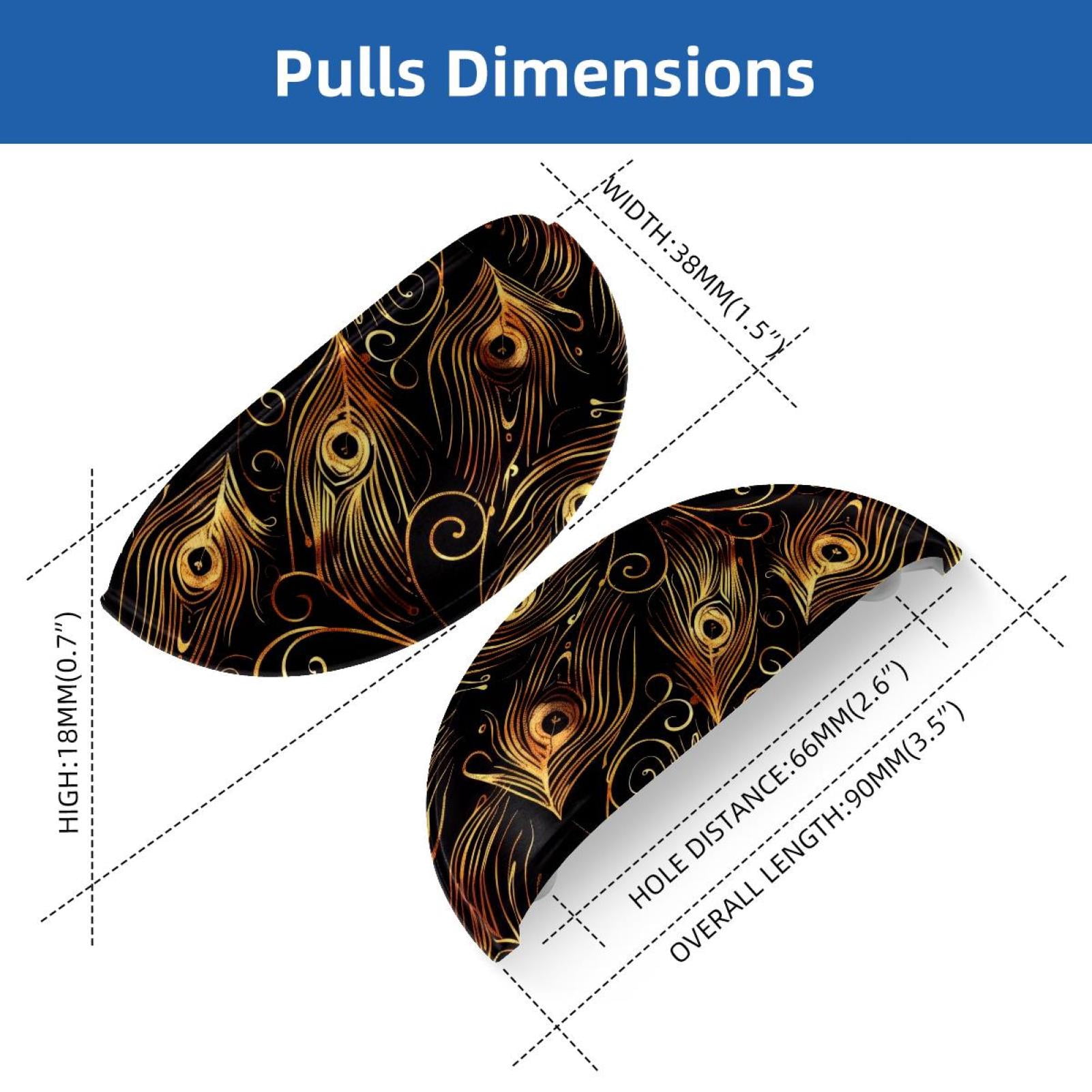 PhooArto 6 Pcs Cup Drawer Pulls, Peacock Feathers Golden Pattern Shell Shape Handles Cabinet Knobs for Dresser Cupboard Closet Wardrobe with Screws