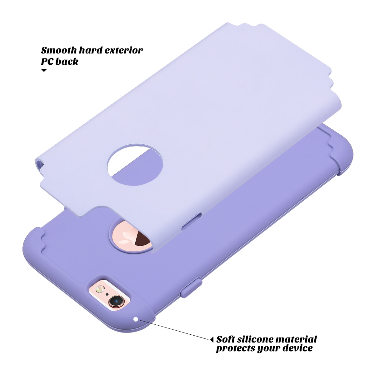 ULAK iPhone 6 Case, iPhone 6S Case, Slim Dual Layer Shockproof Bumper Phone Case for Apple iPhone 6 / 6s for Girls Women, Purple - image 2 of 8