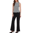 thumbnail image 2 of INSPIRE CHIC Peplum Tops for Women's Sleeveless Boat Neck Belt Houndstooth Plaid Work Tank Top XS Black, 2 of 6