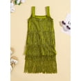 thumbnail image 3 of Suealasg Kids Girls Tassel Dress Child Girls Sleeveless Sling Square Neck Dress Little Girls Summer Fringe Layered Party Skirt, 3 of 9