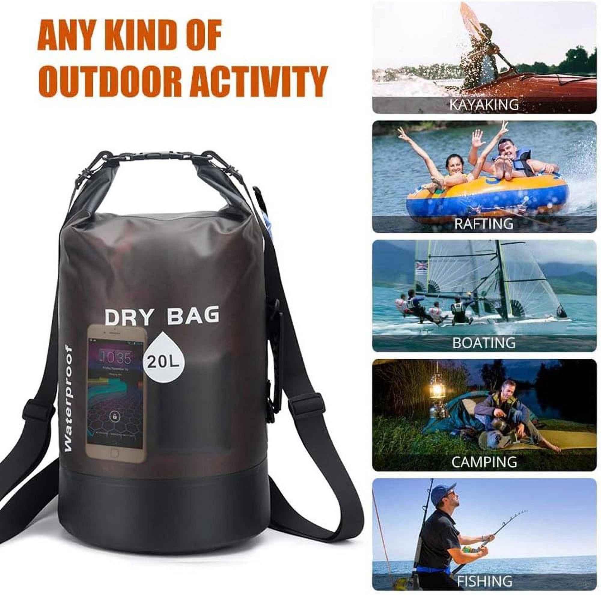 Wiher 10L/20L Waterproof Dry Bag，Dry Storage Bag Backpack with Kayaking, Beach, Rafting, Boating, Hiking, Camping and Fishing (Black)