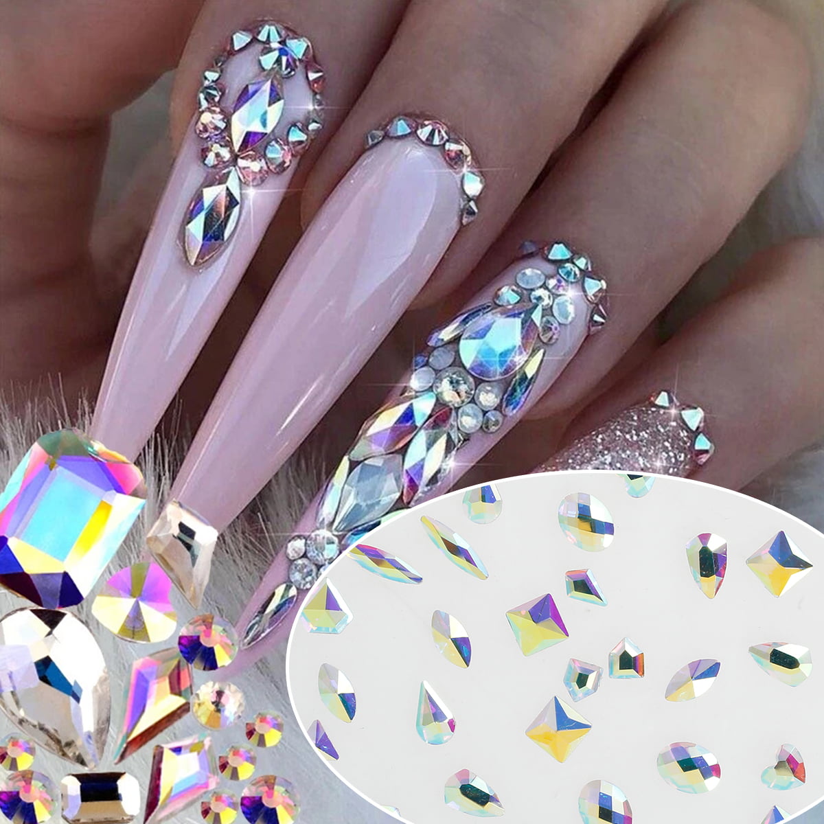Acrylic Nail Art Rhinestone Kit With 21 Grids, Mixed Sizes, Pick Up Pen,  Large Crystals Nails Decorations, 3D AB Flat Gem Set From Xx_makei, $24.68
