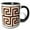 Black/White, variant on 3drose, Orange and Image of Rust Greek Key Geometric Pattern, 15oz Mug