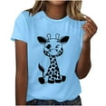 thumbnail image 3 of Gyedtr Oversized T Shirts for Women, Womens Summer Tops Giraffe Print Graphic Short Sleeve Crew Neck T-Shirt Plus Size Womens Cute Tops Blue On, 3 of 6