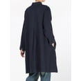 thumbnail image 4 of Lavnis Women's Cotton Linen Full Front Buttons Long Sleeve Jacket Loose Dress Outfit Shirt Blue L, 4 of 5