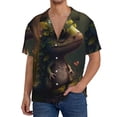 thumbnail image 7 of Lsque Cute Leaf Animal print Men's Cuban Collar Short Sleeve Shirt Summer Beachwear Casual Button Down Fashionable Vacation Leisure Shirt-XX-Large, 7 of 7