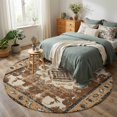 Rustic Round Area Rugs Round Rug 6ft, Brown Boho Low Pile Washable Rugs for Kitchen, Dining ...