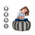 thumbnail image 2 of Retro Storage Toy Bag Chair, Optical Illusion Effect Style Pattern with Abstract Quirky Zigzag Model, Stuffed Animal Organizer Washable Bag, Large Size, Charcoal Grey and Ivory, by Ambesonne, 2 of 3