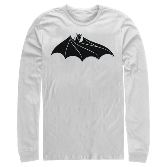 Men's Batman Logo Hidden Wing Long Sleeve Shirt White Small