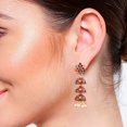 thumbnail image 3 of Efulgenz Indian Jewelry Bollywood Antique Crystal Faux Pearl Beaded Drop Multilayer Jhumka Jhumki Dangle Earrings Set, 3 of 4