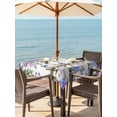 thumbnail image 2 of Outdoor Tablecloth with Umbrella Hole and Zipper, Spring Purple Flowers Square Table Cloth 60x60 Inch Waterproof Tablecloth, Farmhouse Leaves Fences Watercolor Picnic Table Cover for Patio Camping, 2 of 7