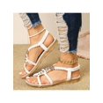 thumbnail image 5 of Women'S Round Toe Sponge Comfortable Sandals With Gold Buckles And Elastic Weave Design Flat Shoes, 5 of 5