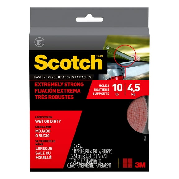 Extreme Fasteners, 1" X 10 Ft, Clear, 2/pack | Bundle of 5