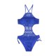 thumbnail image 3 of Gibobby Traje de baño completo mujer Un Bandge Bikini tiras traje de baño sólido fuera de la pieza traje de baño mujeres hueco traje de baño Tankinis con(Azul,XL), 3 of 4