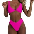 thumbnail image 2 of Sakmal Two Piece Bikini Sets for Women Pink Casual Cheeky Bathing Suits Push Up Triangle Padded Swimsuit Sets, 2 of 9