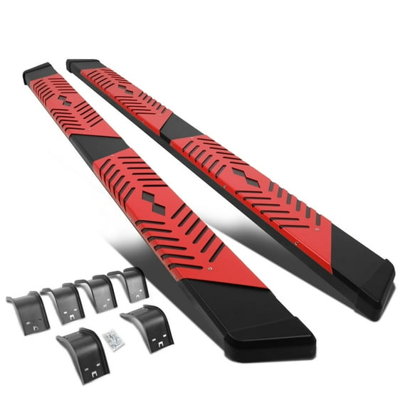 DNA Motoring For 09-24 Dodge Ram Quad Extended Cab 5.5" Red Step Pads Side Step Bar Running Boards