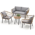 thumbnail image 2 of Uforic 4 Pieces Patio Conversation Set,Patio Furniture Set of Rattan Bistro Set with Loveseat Chair - Gray, 2 of 8